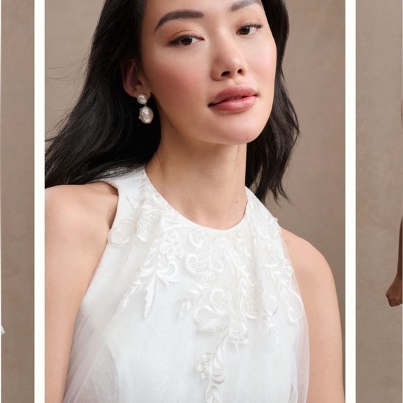 Mac Duggal x Anthropologie Della Appliqué Petal Halter Dress Size 12 New - Picture 7 of 17